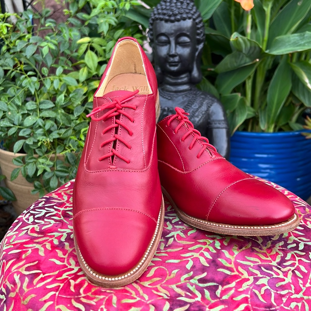 🏴󠁧󠁢󠁥󠁮󠁧󠁿 Jack Wills Made in England Red Leather Oxfords UK 6